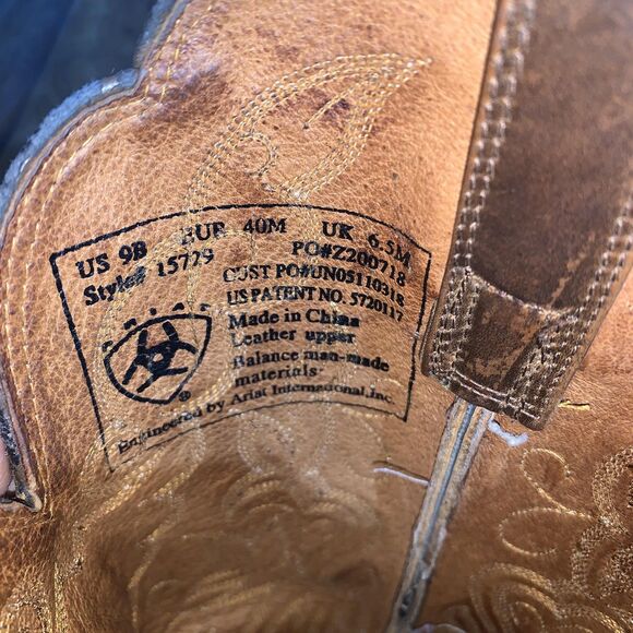 Ariat Boots Womens Size 9 Brown Leather Western Cowboy Pointed Toe Style 15779 - Picture 10 of 10